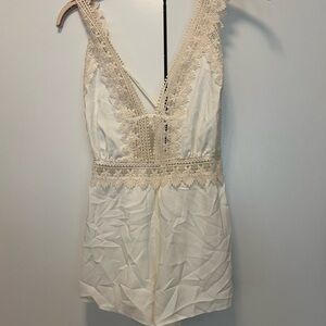 Flora Nikrooz Cream Lace Chemise with Satin Finish